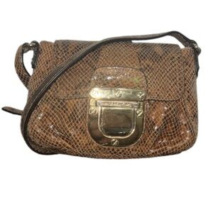 Michael Kors Crossbody bag snakeskin brown gold tone hardware